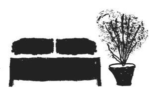 Black icon graphic couch with plant