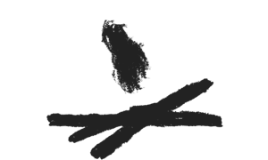 Black icon graphic of fire