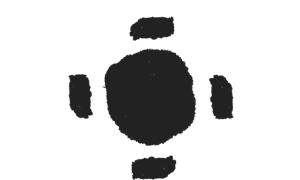 Black icon graphic of table and four seats