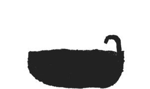 Black icon graphic of bathtub