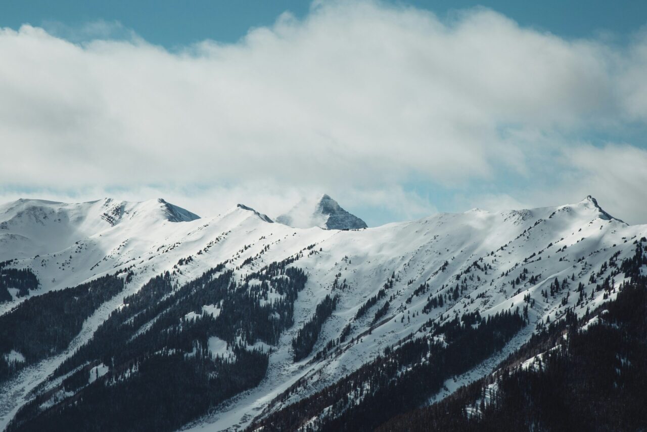 white snow covered mountains